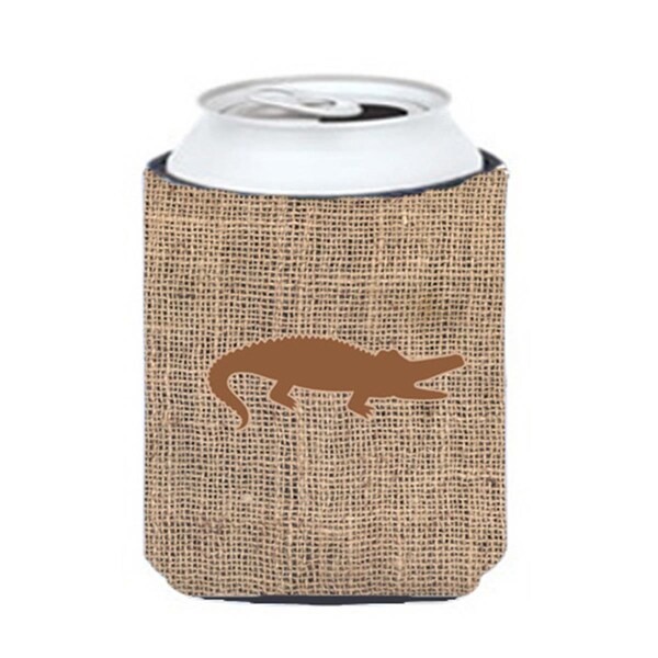 Carolines Treasures Alligator Burlap And Brown Can Or Bottle  Hugger - BB1120-BL-BN-CC