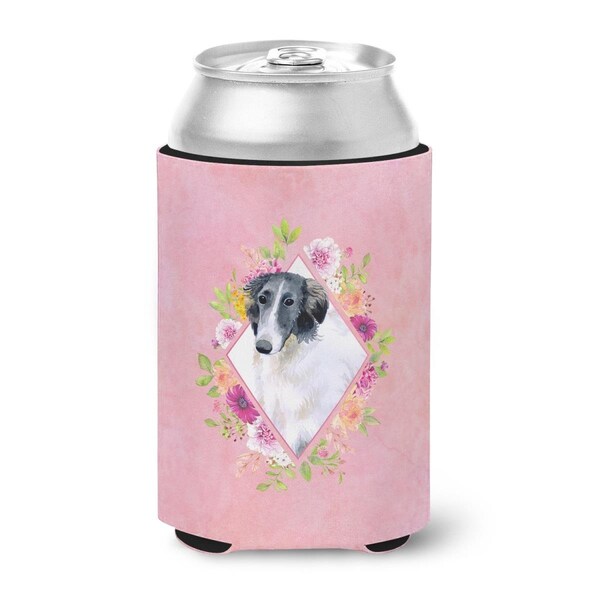 Carolines Treasures Borzoi Pink Flowers Can or Bottle Hugger - CK4122CC