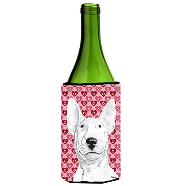 Carolines Treasures Bull Terrier Valentines Love Wine bottle sleeve Hugger 24 oz. - SC9562LITERK