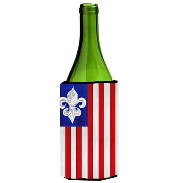 Carolines Treasures Patriotic Fleur de lis Wine Bottle   Hugger - 8138LITERK