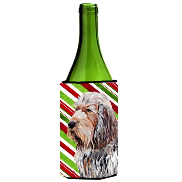 Carolines Treasures Otterhound Candy Cane Christmas Wine bottle sleeve Hugger  24 Oz. - SC9804LITERK