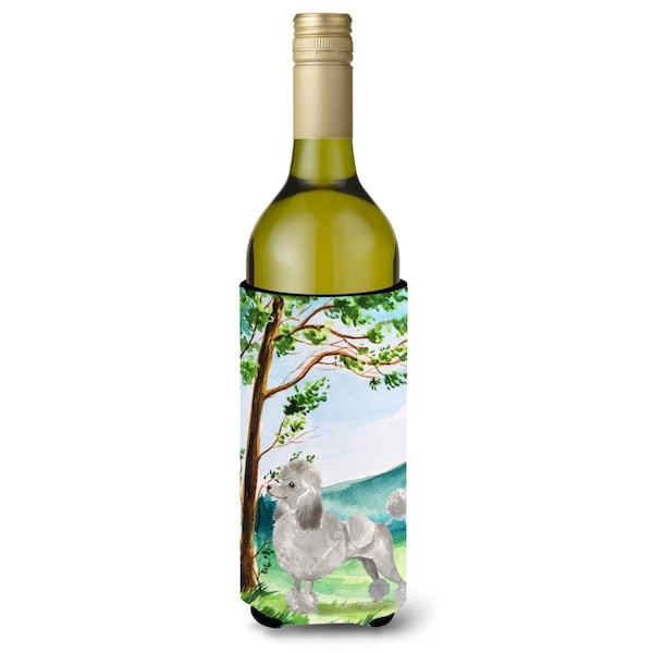Carolines Treasures Under the Tree Silver Poodle Wine Bottle Beverage Insulator Hugger - CK2010LITERK