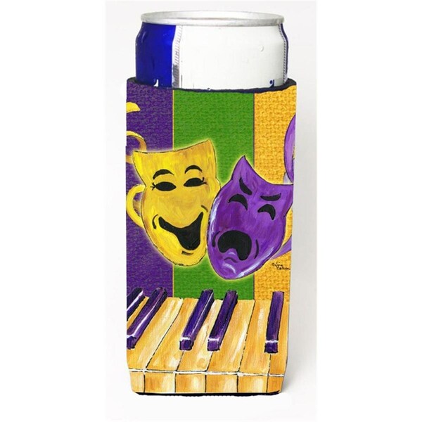 Carolines Treasures Mardi Grass Piano With Comedy And Tragedy Masks Michelob Ultra bottle sleeves For Slim Cans - 12oz. - 8370MUK