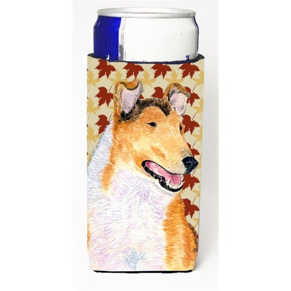 Carolines Treasures Collie Smooth Fall Leaves Portrait Michelob Ultra bottle sleeves for slim cans 12 oz. - SS4386MUK