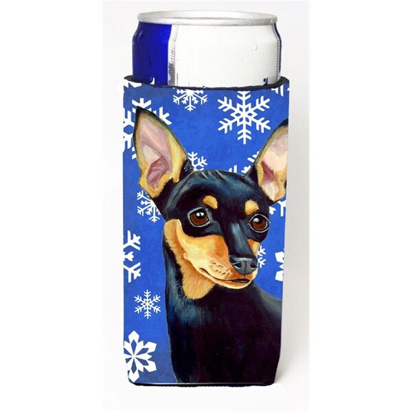 Carolines Treasures Min Pin Winter Snowflakes Holiday Michelob Ultra bottle sleeves For Slim Cans - 12 oz. - LH9290MUK