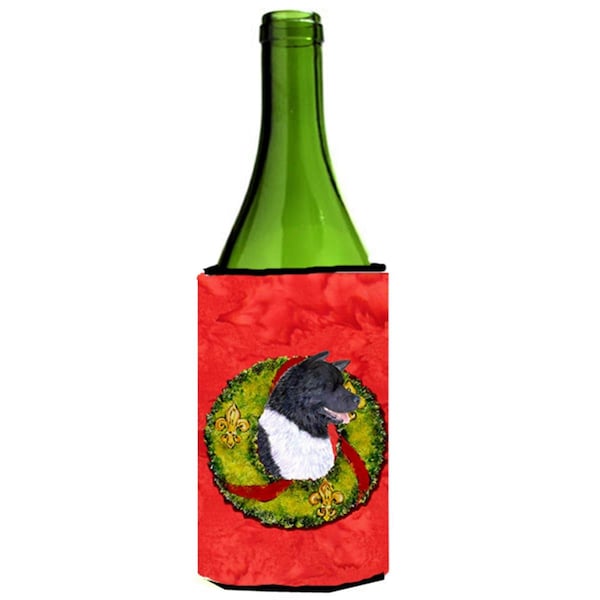Carolines Treasures Akita Cristmas Wreath Wine bottle sleeve Hugger - SS4208LITERK