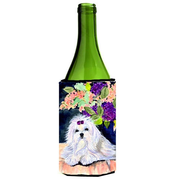 Carolines Treasures Maltese Wine bottle sleeve Hugger - 24 oz. - SS8287LITERK