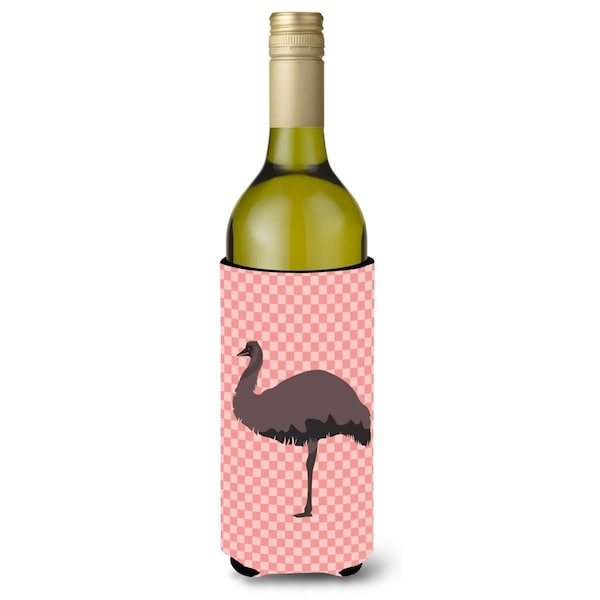 Carolines Treasures Emu Pink Check Wine Bottle Beverge Insulator Hugger - BB7922LITERK