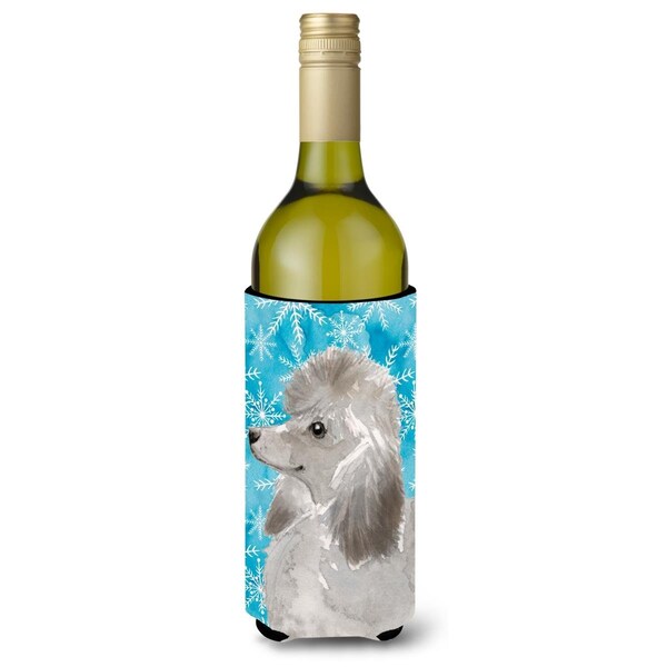 Carolines Treasures Grey Standard Poodle Winter Wine Bottle Beverge Insulator Hugger - BB9455LITERK
