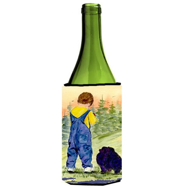 Carolines Treasures Little Boy With His Pomeranian Wine bottle sleeve Hugger - 24 oz. - SS8544LITERK