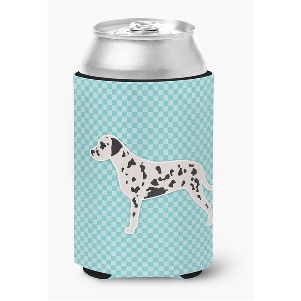 Carolines Treasures Dalmatian Checkerboard Blue Can or Bottle Hugger - BB3683CC
