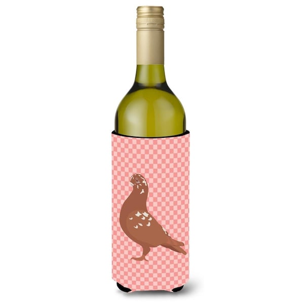 Carolines Treasures African Owl Pigeon Pink Check Wine Bottle Beverge Insulator Hugger - BB7953LITERK