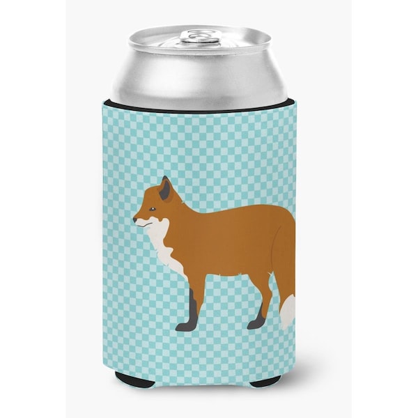 Carolines Treasures Red Fox Blue Check Can or Bottle Hugger - BB8050CC