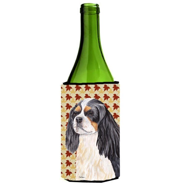 Carolines Treasures Cavalier Spaniel Fall Leaves Portrait Wine bottle sleeve Hugger - 24 oz. - SC9231LITERK