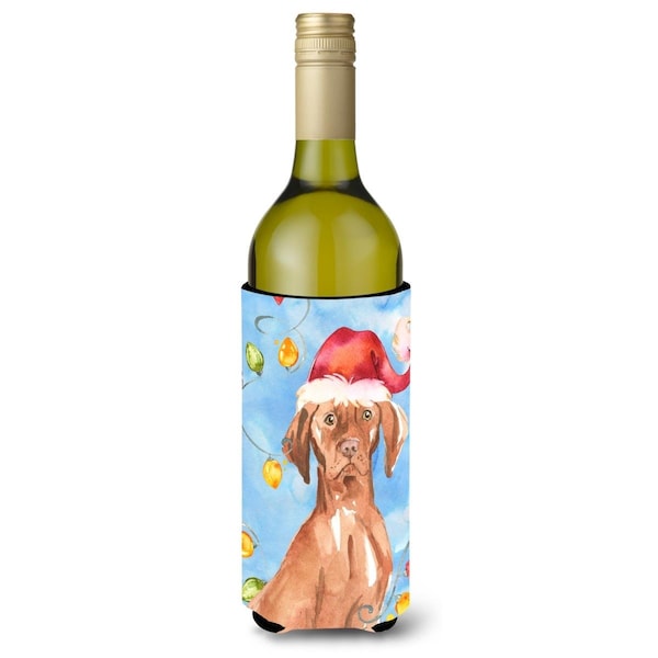 Carolines Treasures Christmas Lights Vizsla Wine Bottle Beverage Insulator Hugger - CK2480LITERK