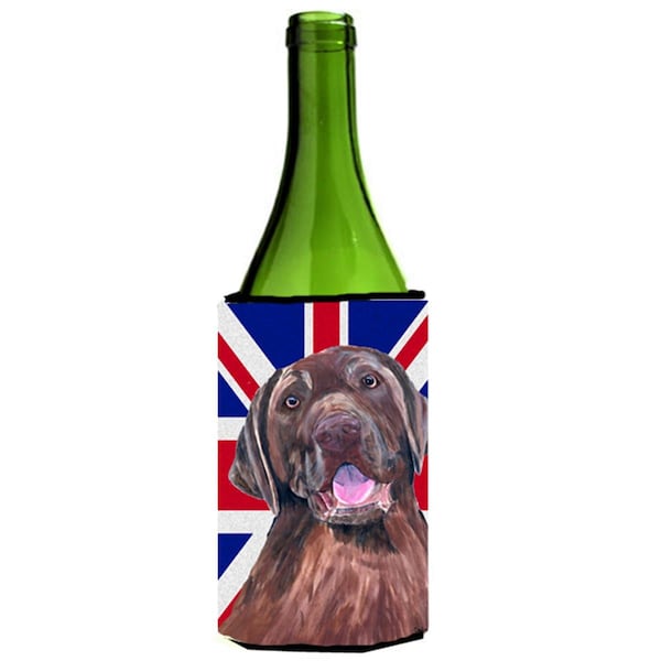 Carolines Treasures Labrador With English Union Jack British Flag Wine bottle sleeve Hugger - 24 Oz. - SC9841LITERK