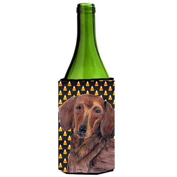 Carolines Treasures Dachshund Candy Corn Halloween Portrait Wine Bottle  Hugger - 24 oz. - SC9178LITERK