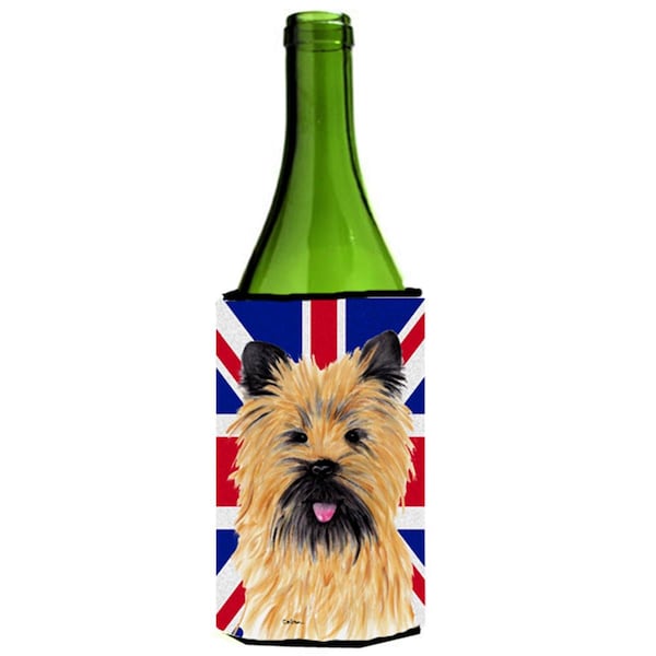 Carolines Treasures Cairn Terrier With English Union Jack British Flag Wine bottle sleeve Hugger - 24 Oz. - SC9832LITERK