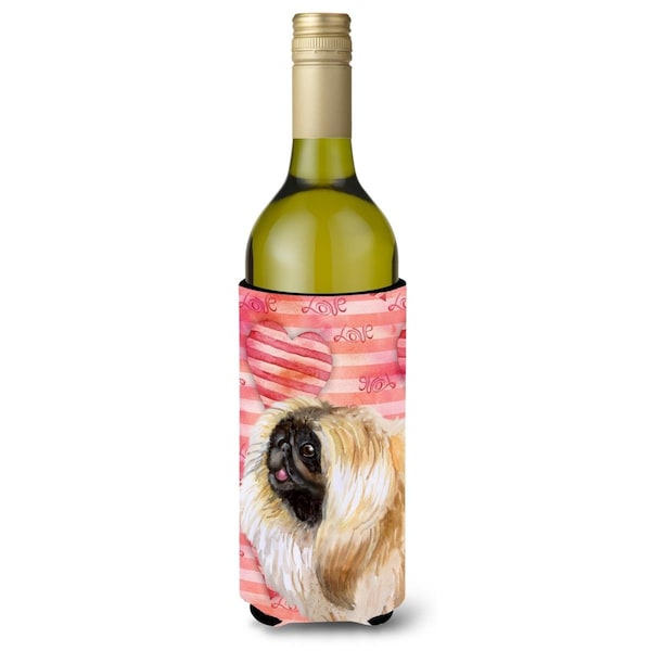 Carolines Treasures Pekingese Love Wine Bottle Beverge Insulator Hugger - BB9768LITERK