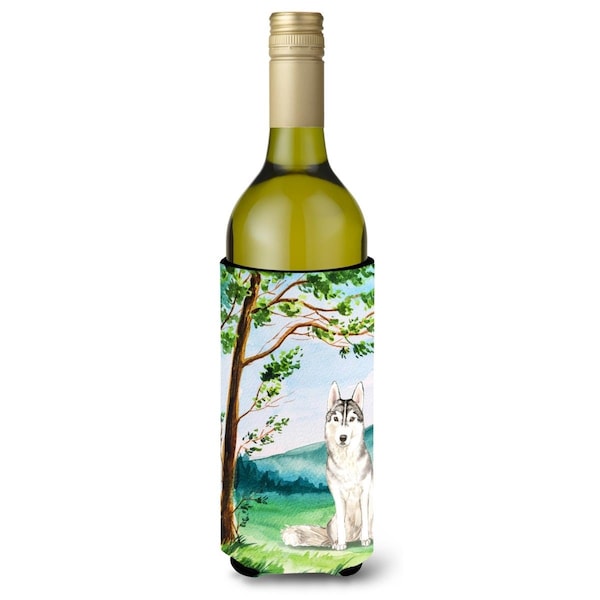 Carolines Treasures Under the Tree Siberian Husky Wine Bottle Beverage Insulator Hugger - CK2555LITERK
