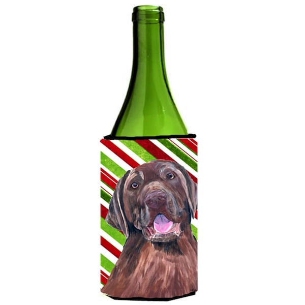 Carolines Treasures Labrador Candy Cane Holiday Christmas Wine bottle sleeve Hugger - 24 oz. - SC9344LITERK