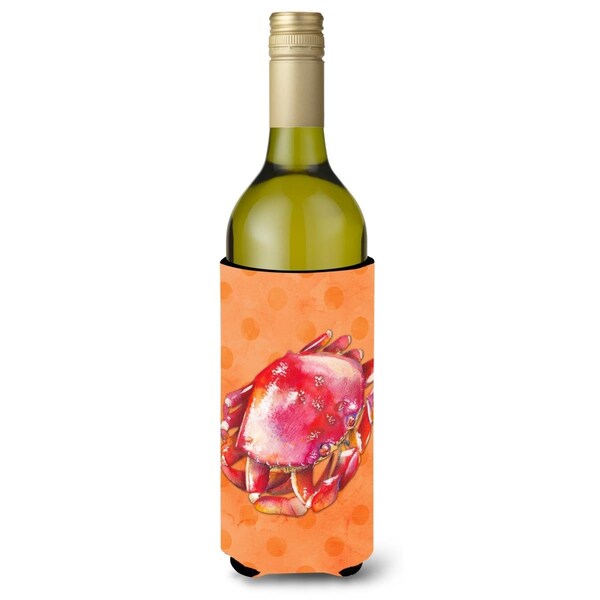 Carolines Treasures Crab Orange Polkadot Wine Bottle Beverge Insulator Hugger - BB8268LITERK
