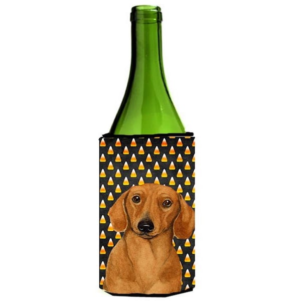 Carolines Treasures Dachshund Candy Corn Halloween Portrait Wine bottle sleeve Hugger - 24 oz. - LH9053LITERK