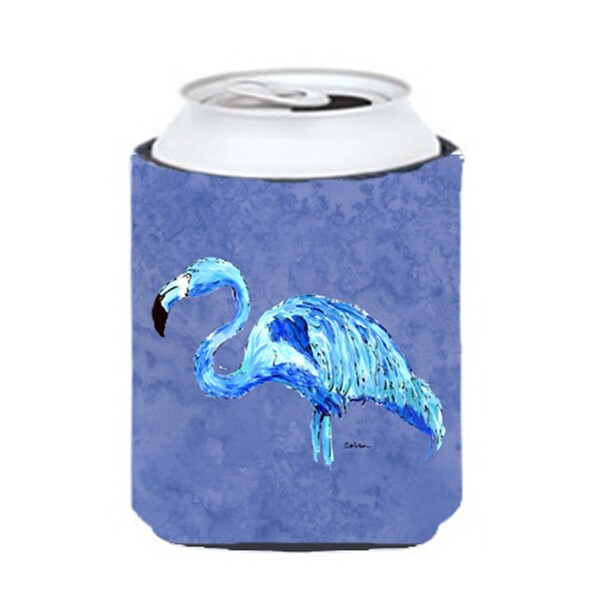 Carolines Treasures Flamingo On Slate Blue Can Or bottle sleeve Hugger - 12 oz. - 8873CC