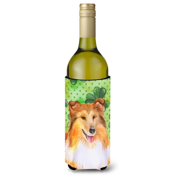 Carolines Treasures Sheltie St. Patricks Wine Bottle Beverge Insulator Hugger - BB9894LITERK