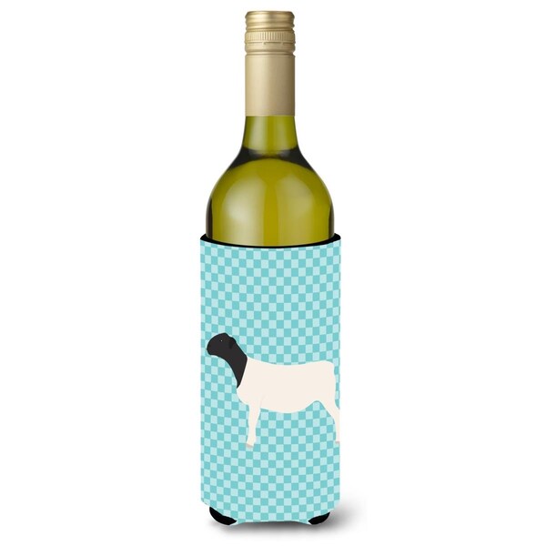Carolines Treasures Dorper Sheep Blue Check Wine Bottle Beverge Insulator Hugger - BB8152LITERK