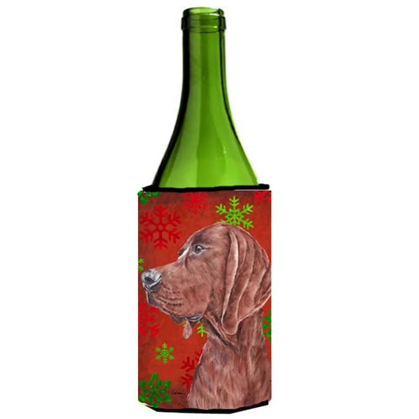 Carolines Treasures Redbone Coonhound Red Snowflakes Holiday Wine bottle sleeve Hugger  24 Oz. - SC9755LITERK