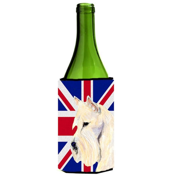 Carolines Treasures Scottish Terrier Wheaten With English Union Jack British Flag Wine bottle sleeve Hugger - 24 Oz. - SS4972LITERK