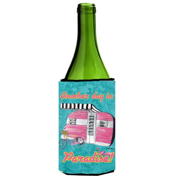 Carolines Treasures Another Day In Paradise Retro Glamping Trailer Wine bottle sleeve Hugger - 24 oz. - 8759LITERK