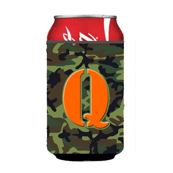 Carolines Treasures Letter Q Initial Monogram - Camo Green Can Or Bottle  Hugger - CJ1030-QCC