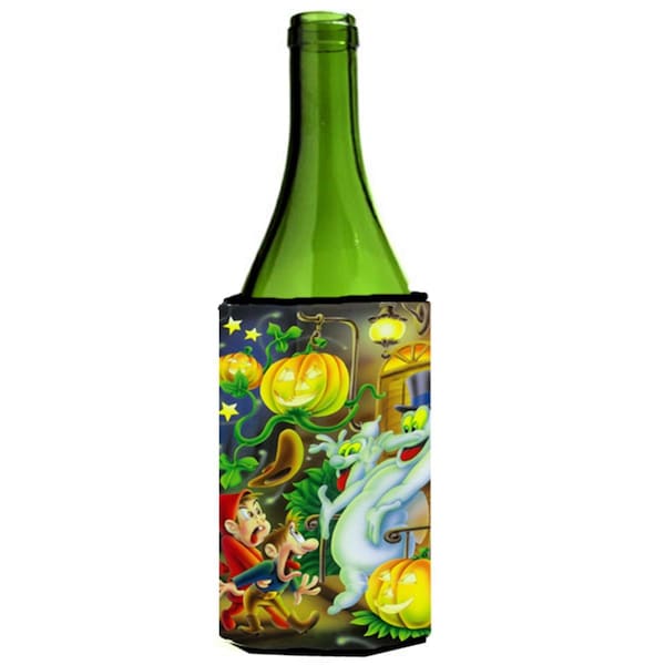 Carolines Treasures Scary Ghosts & Halloween Trick or Treaters Wine Bottle Can cooler Hugger - APH0933LITERK