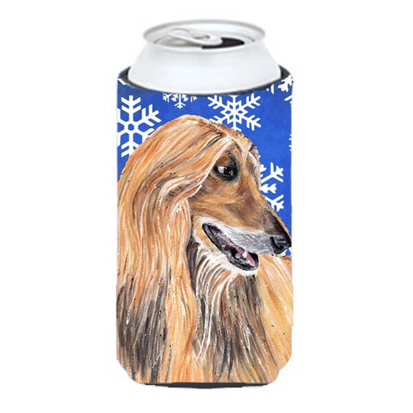 Carolines Treasures Afghan Hound Winter Snowflakes Holiday Tall Boy bottle sleeve Hugger - 22 To 24 Oz. - SC9499TBC