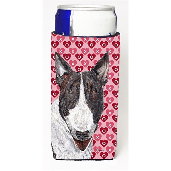 Carolines Treasures Bull Terrier Valentines Love Michelob Ultra bottle sleeves for slim cans 12 oz. - SC9561MUK