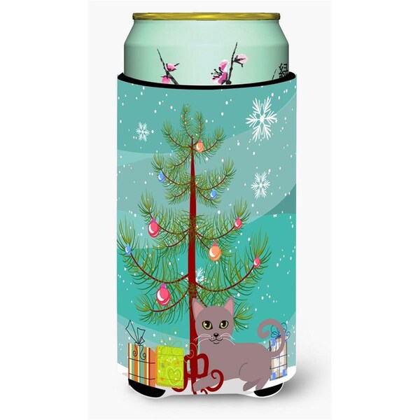 Carolines Treasures Russian Blue Cat Merry Christmas Tree Tall Boy Beverage Insulator Hugger - BB4427TBC