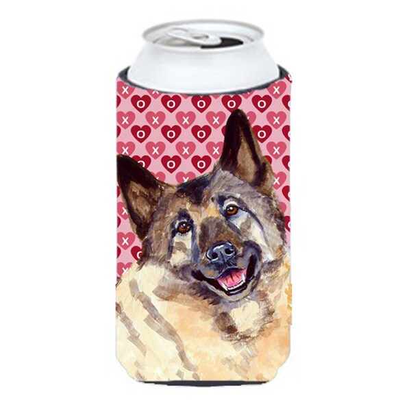 Carolines Treasures Norwegian Elkhound Hearts Valentines Day Portrait Tall Boy bottle sleeve Hugger - LH9173TBC
