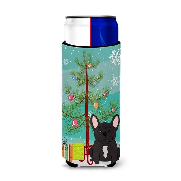 Carolines Treasures Merry Christmas Tree French Bulldog Brindle Michelob Ultra Hugger for Slim Cans - BB4134MUK