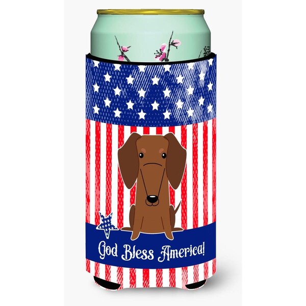 Carolines Treasures Patriotic USA Dachshund Red Brown Tall Boy Beverage Insulator Hugger - BB3125TBC
