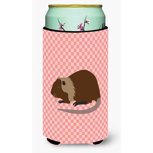 Carolines Treasures Coypu Nutria River Rat Pink Check Tall Boy Beverage Insulator Hugger - BB7879TBC