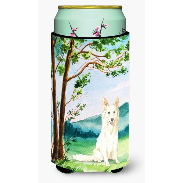 Carolines Treasures Under the Tree White Collie Tall Boy Beverage Insulator Hugger - CK2551TBC