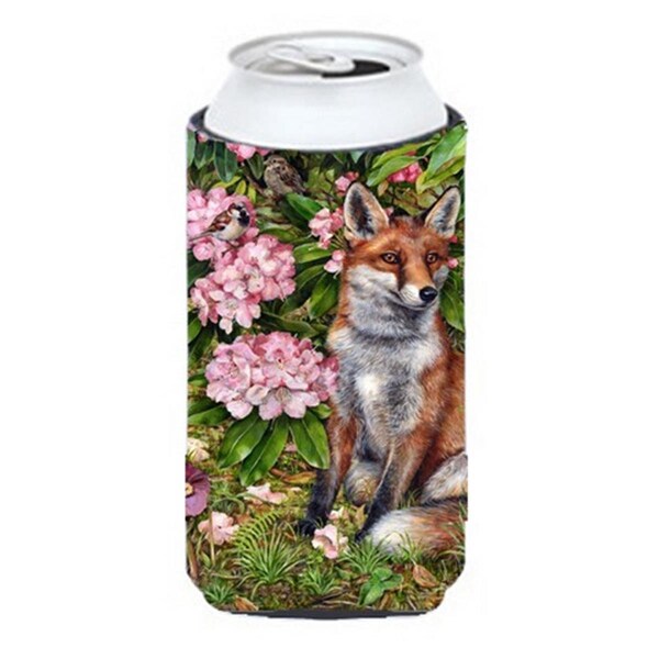 Carolines Treasures Fox Waiting in Flowers Tall Boy Can cooler Hugger - CDCO0442TBC