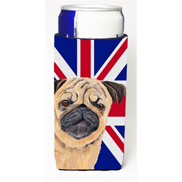 Carolines Treasures Pug With English Union Jack British Flag Michelob Ultra bottle sleeves For Slim Cans - 12 Oz. - SC9828MUK
