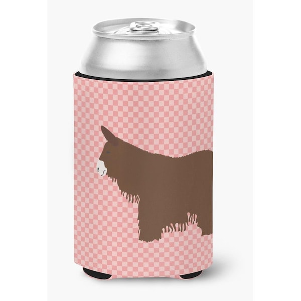 Carolines Treasures Poitou Poiteuin Donkey Pink Check Can or Bottle Hugger - BB7852CC