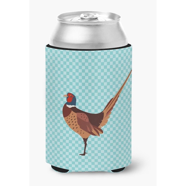 Carolines Treasures Ring-necked Common Pheasant Blue Check Can or Bottle Hugger - BB8104CC