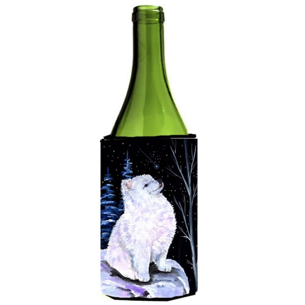 Carolines Treasures Starry Night American Eskimo Wine bottle sleeve Hugger - SS8389LITERK