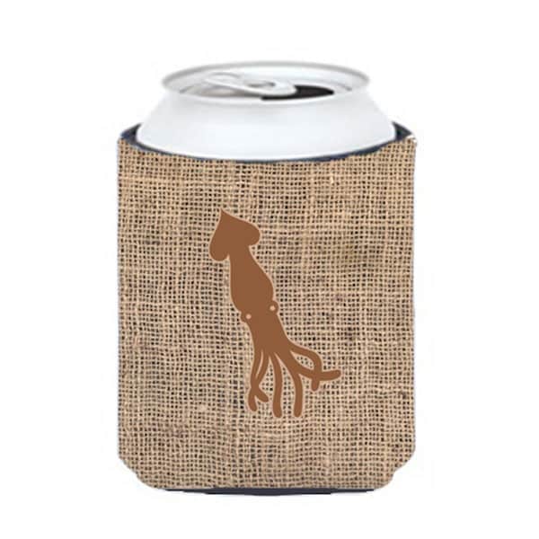 Carolines Treasures Squid Burlap And Brown Can Or Bottle  Hugger - BB1096-BL-BN-CC