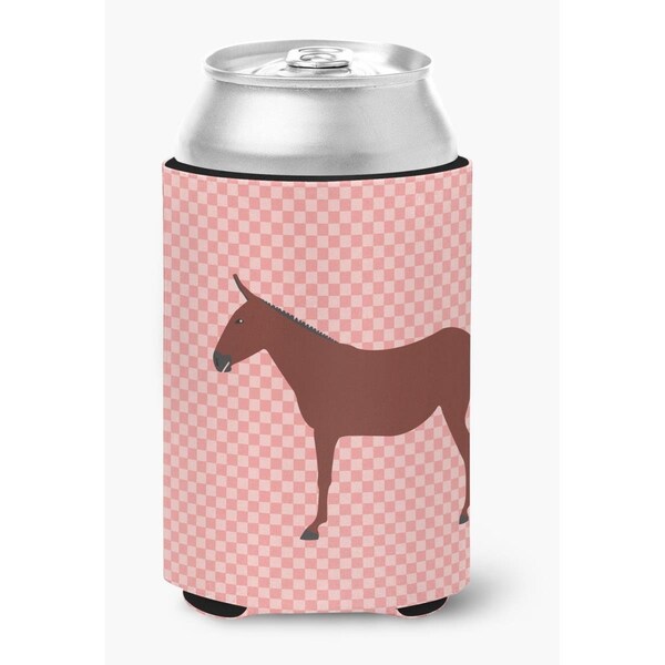 Carolines Treasures Hinny Horse Donkey Pink Check Can or Bottle Hugger - BB7850CC